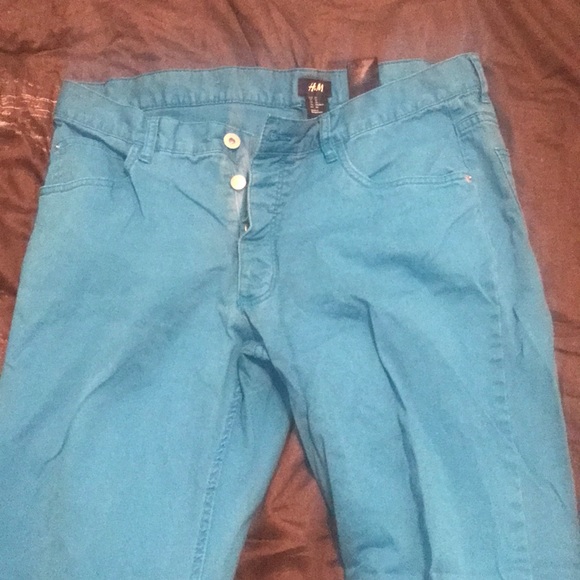 Turquoise jeans H&M size 34 good condition - Picture 2 of 4